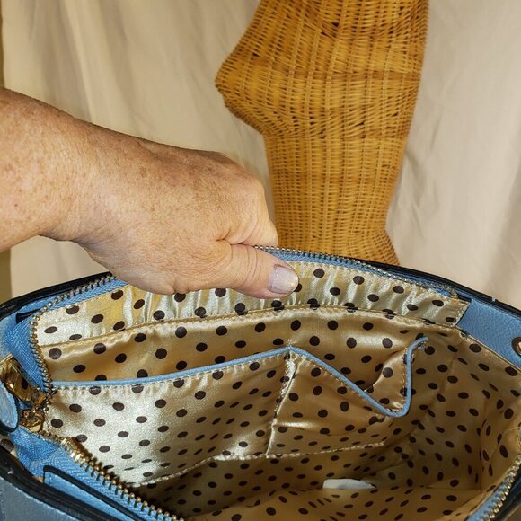 Melie Biaco Women's Vegan Blue Leather Shoulder Bag/Crossbody w/Gold Hardware - Picture 15 of 15